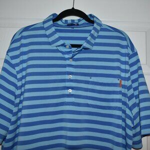 Stitch Men Blue Stripe Short Sleeve Golf Polo SZ XL